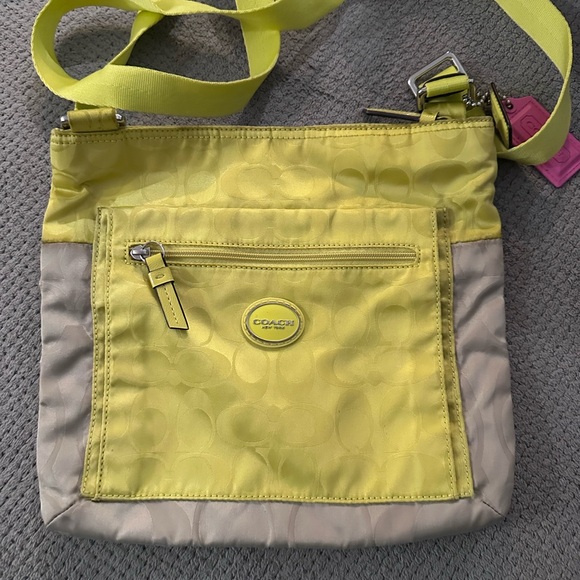Coach Handbags - Coach Vibrant Yellow and Subtle Gray Crossbody Bag